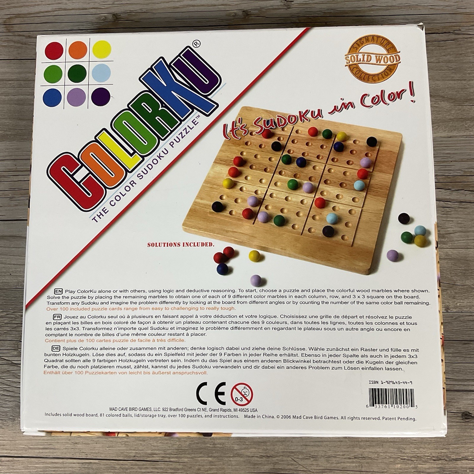 COLORKU Wooden Color Sudoku Puzzle Game 100% COMPLETE 2006