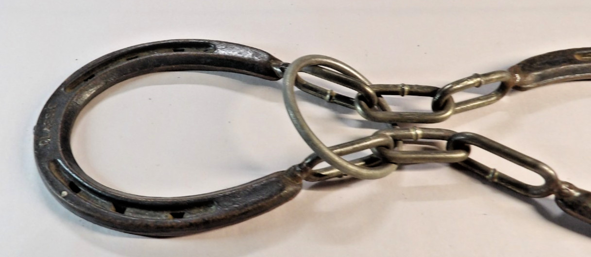 Vintage Hot Forged Horseshoe Ring Puzzle Game, Brain Teaser