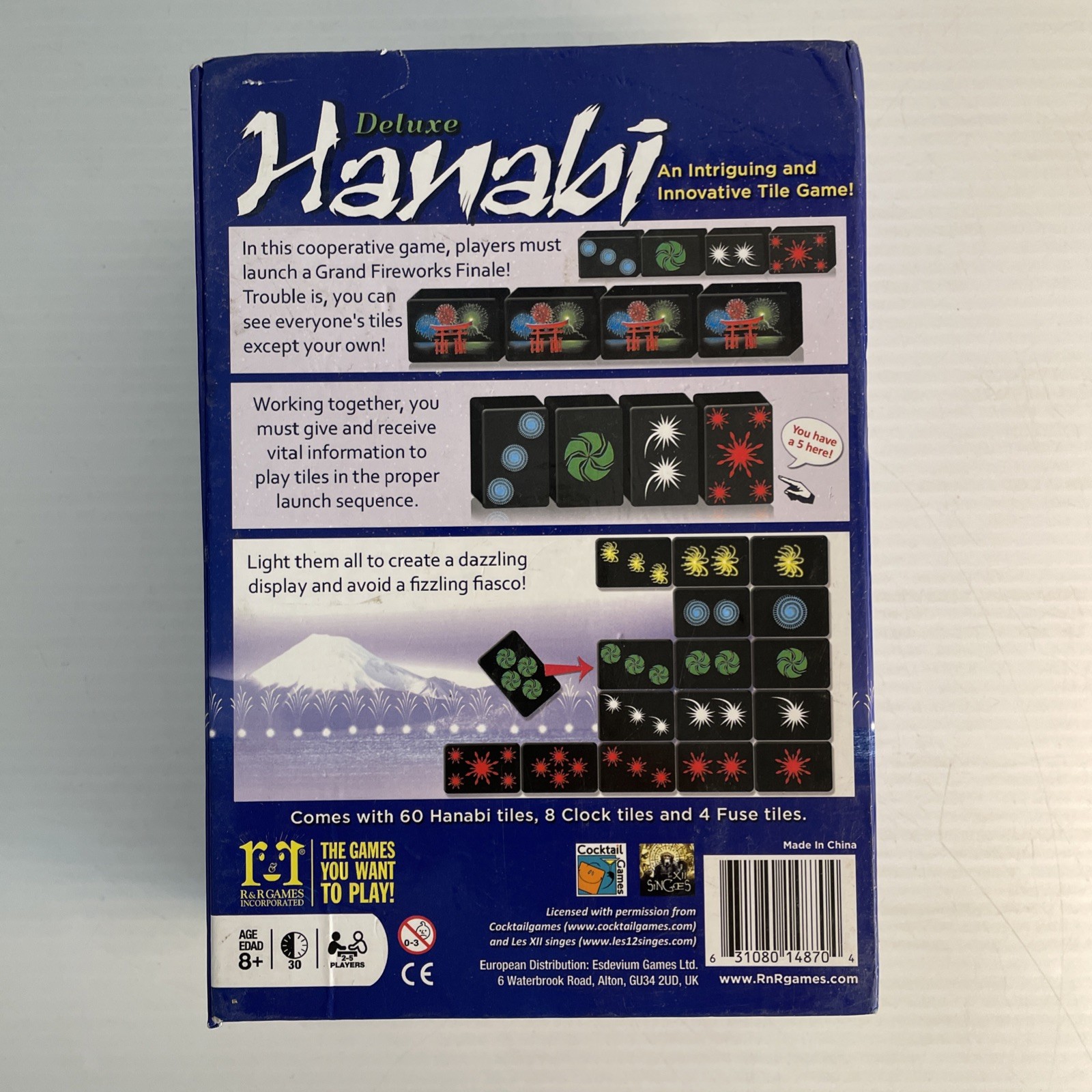 “Hanabi Deluxe” Game – Domino version of Hanabi. Missing 1 X Domino Tile
