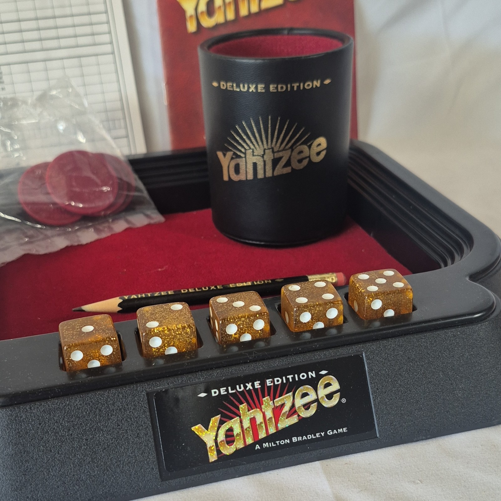 Milton Bradley Yahtzee Deluxe Edition Classic Dice Game, 8+ (1997) 4734-PAD