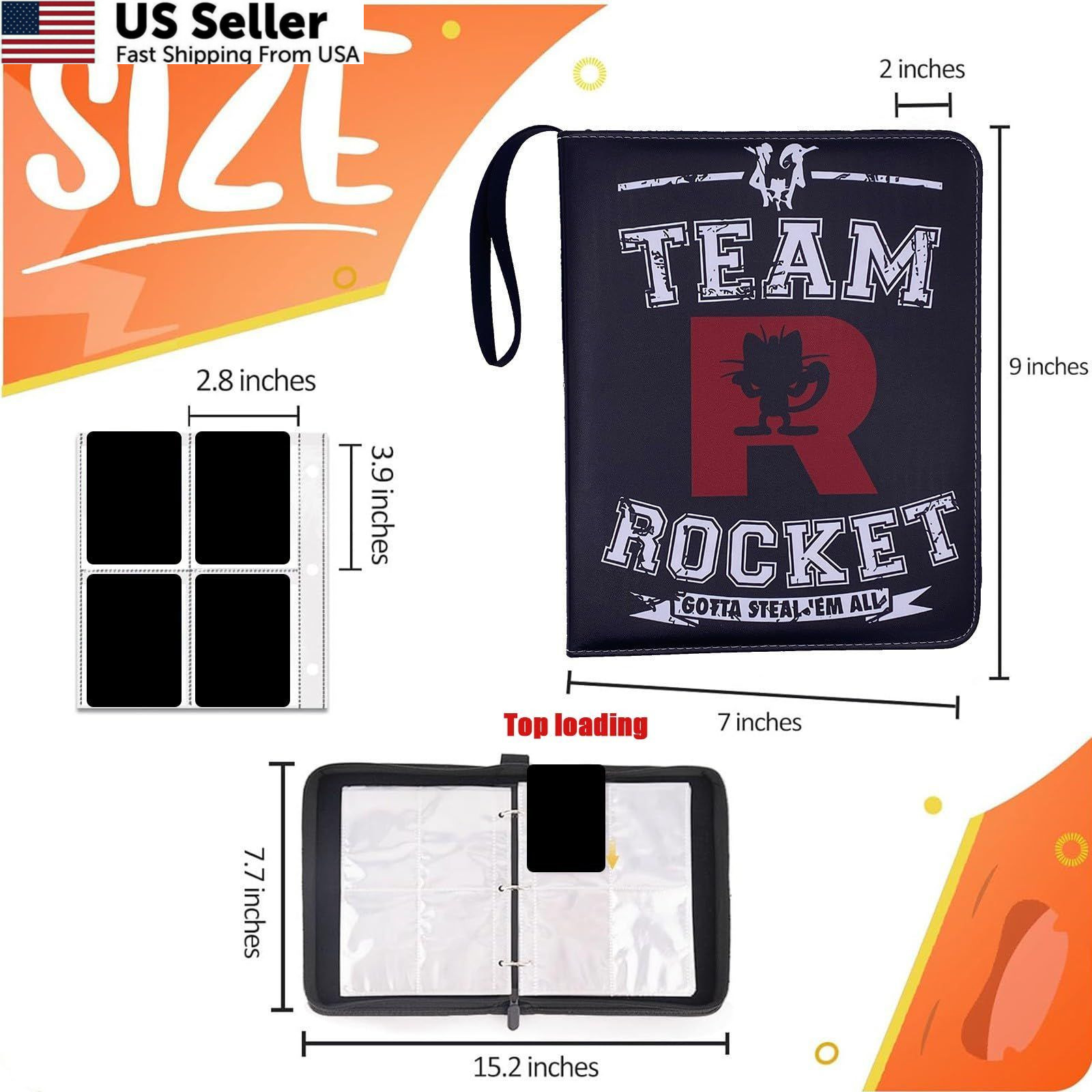Deluxe Trading Card Binder for Collectors 400 9x7x2 inches, Black-4-Pocket