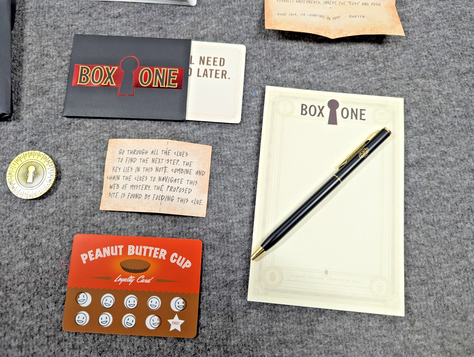 Box One Game by Neil Patrick Harris Escape Room Theory11 Puzzle Card Complete