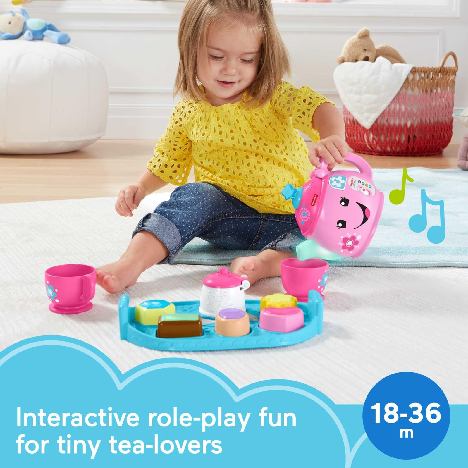 Toddler Toy Laugh & Learn Sweet Manners Tea Set Music Lights Fisher Price Play