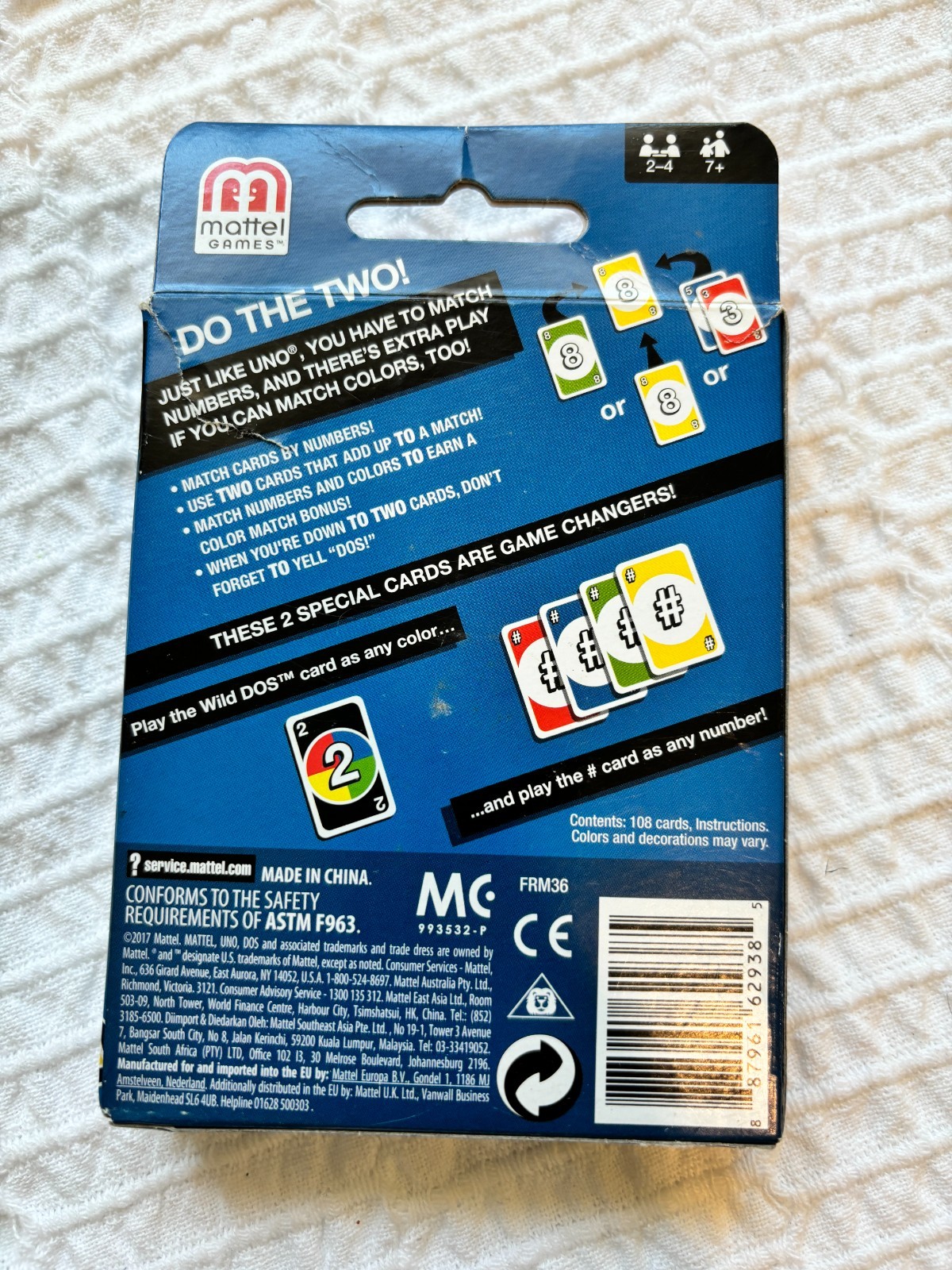 Mattel Uno Dos Second Edition Card Game for 2 to 4 Players Ages 7 Years and Up