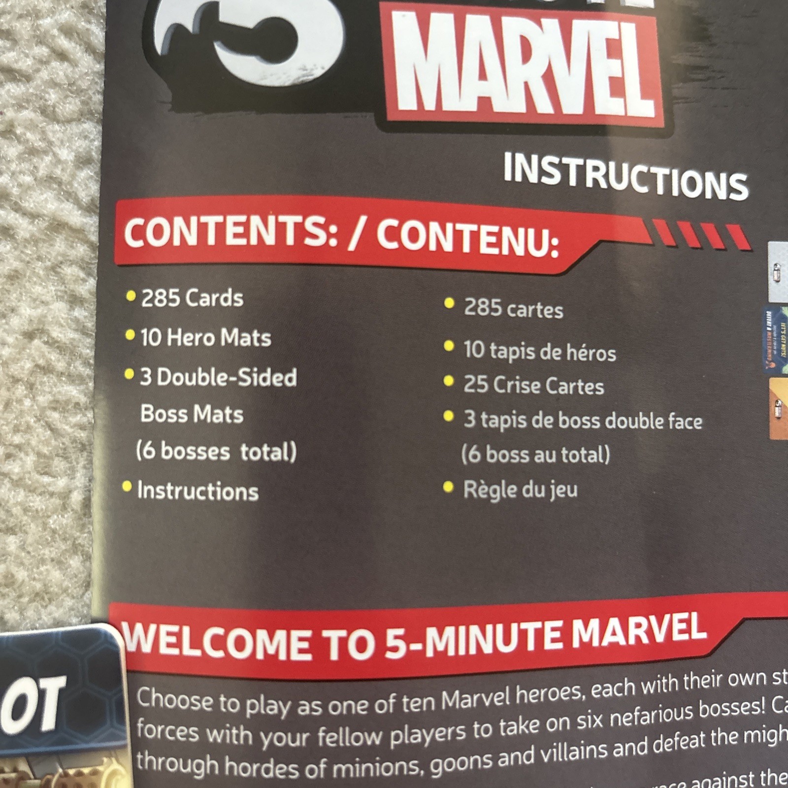 5 Minute Marvel Cooperative Strategy Card Game- MISSING PIECES