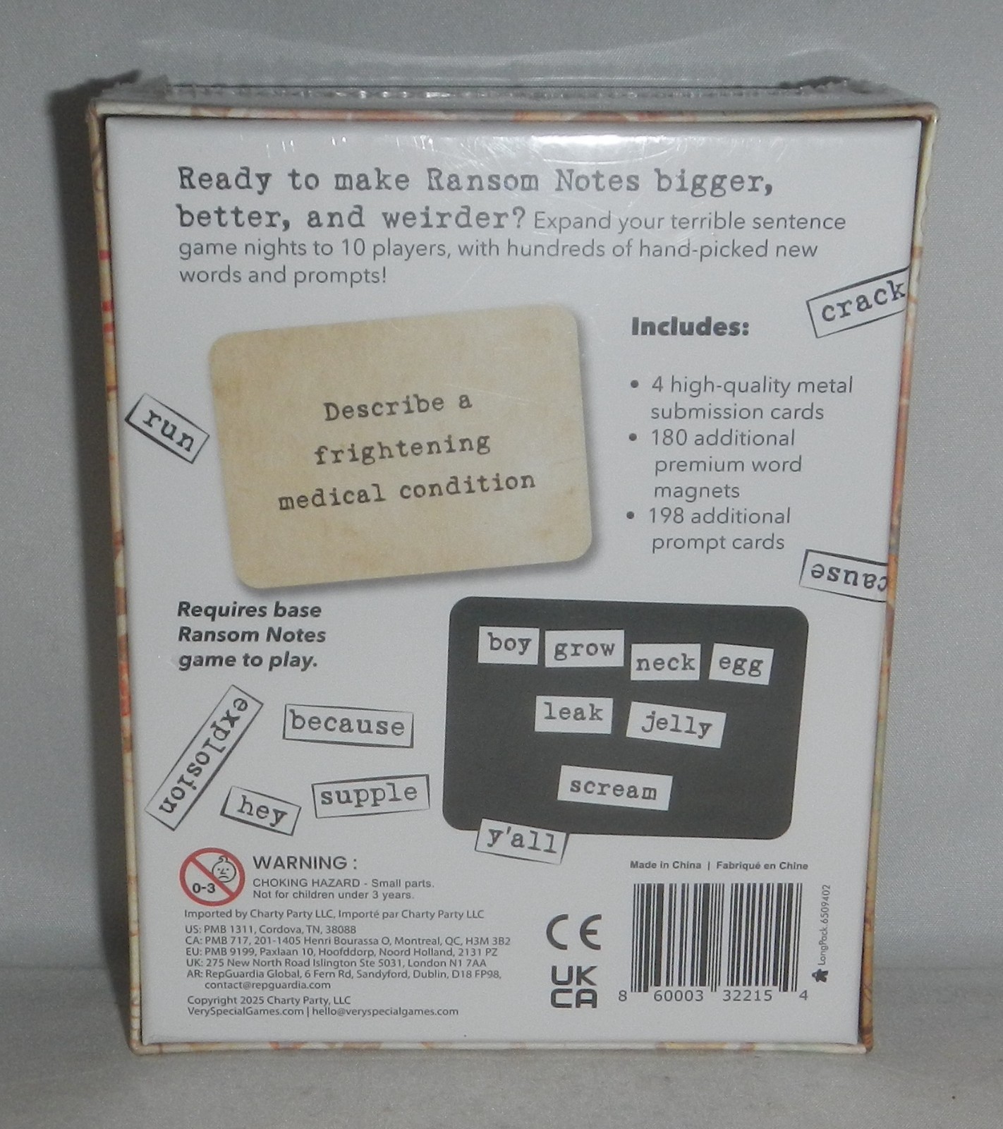 Ransom Notes Expansion Pack Magnet Word Party Game – NEW SEALED