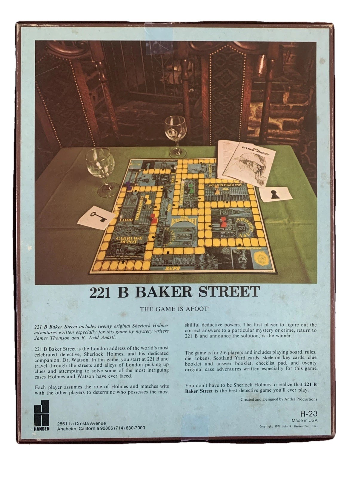 Vintage 1977 221b Baker Street Board Game/Sherlock Holmes/Complete/Order Blank