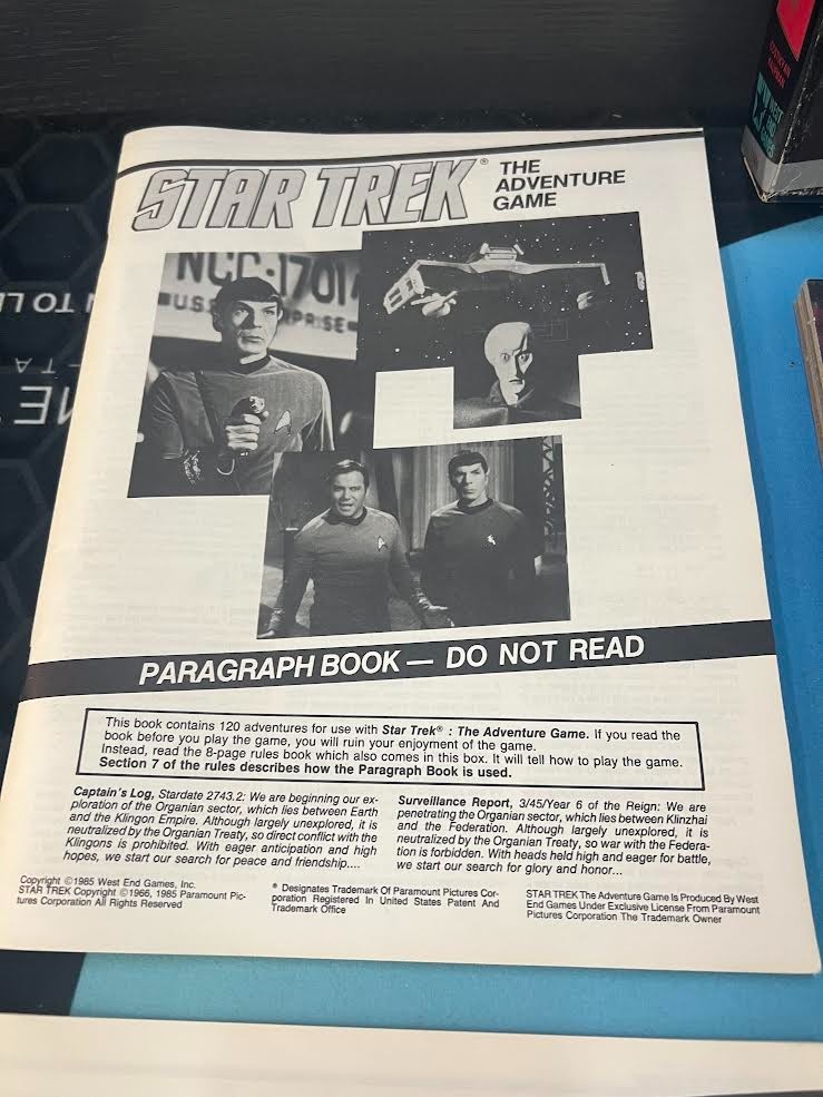 Vintage 1985 Star Trek The Adventure Game by West End Games