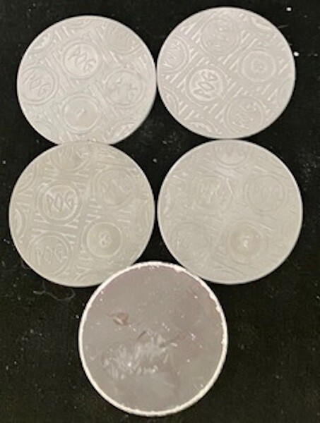 Vintage Pog Slammers #s 3, 4, 7, 8. Circa 1990’s. Collection of five