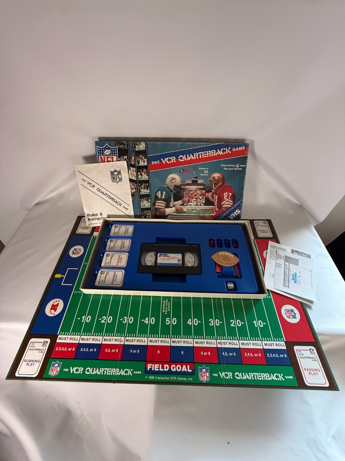 VTG 1986 NFL The VCR Quarterback Board Game VHS Football **Free Shipping**