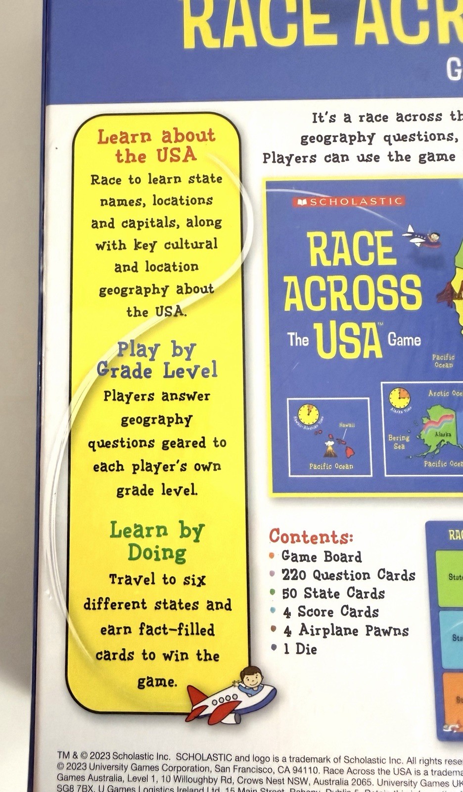 NIB Scholastic Race Across the USA Board Game New Sealed Ages 8 and Up