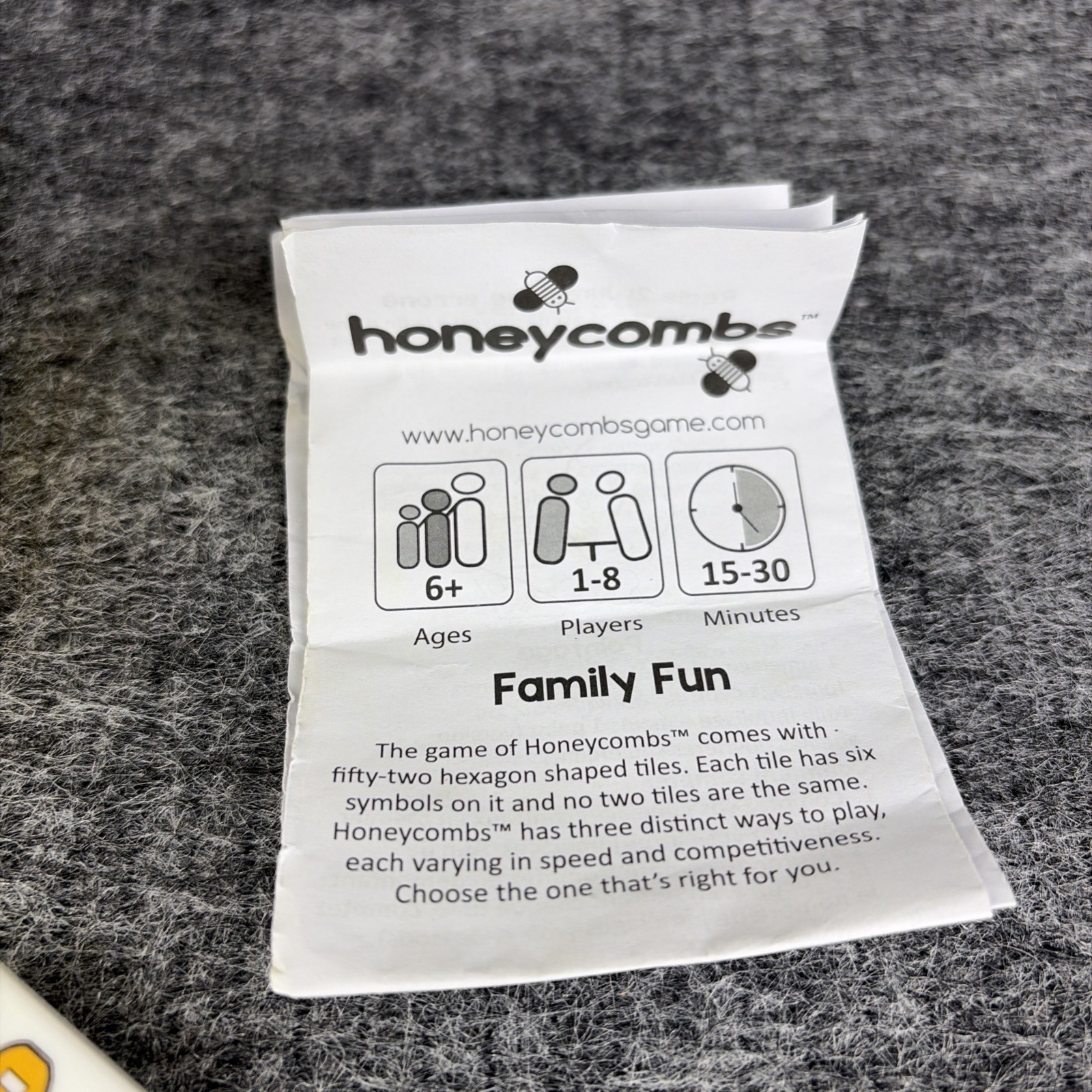 Honeycombs Tile Matching Game – Beehive Bag – 52 Pieces – Family Strategy Game