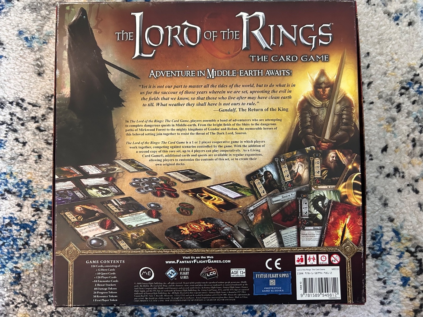 Lord of The Rings the Card game by Nate French 1-2 players lightly played