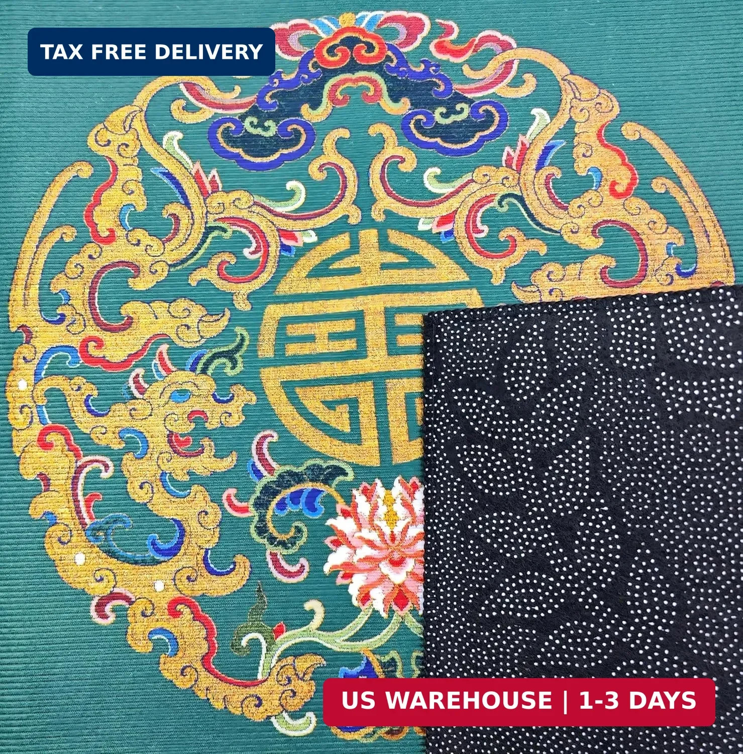 Chinese Style Mahjong Mat, 31.5 * 31.5” Anti Slip and Noise Reductio(Dark Green