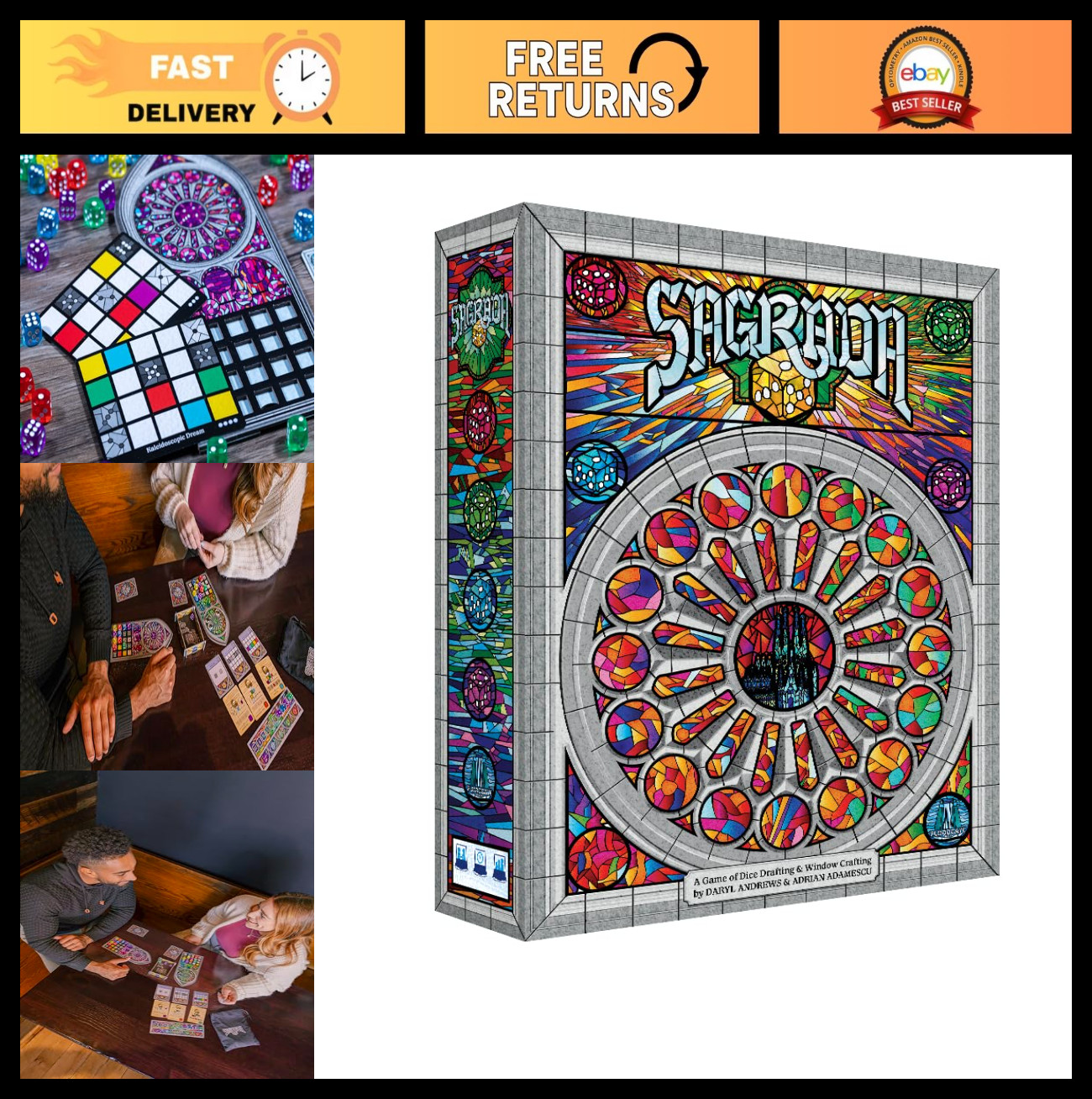 Sagrada Board Game – Family Dice Drafting Strategy Game for 1-4 Players, Ages 10