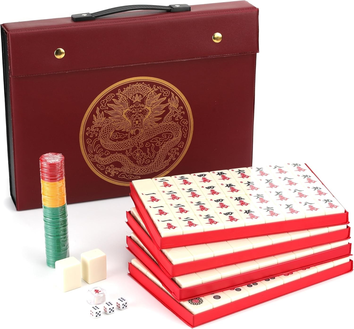 Mose Cafolo Mahjong Game Set 144 Tiles 1.5″ X-Large with Travel Case