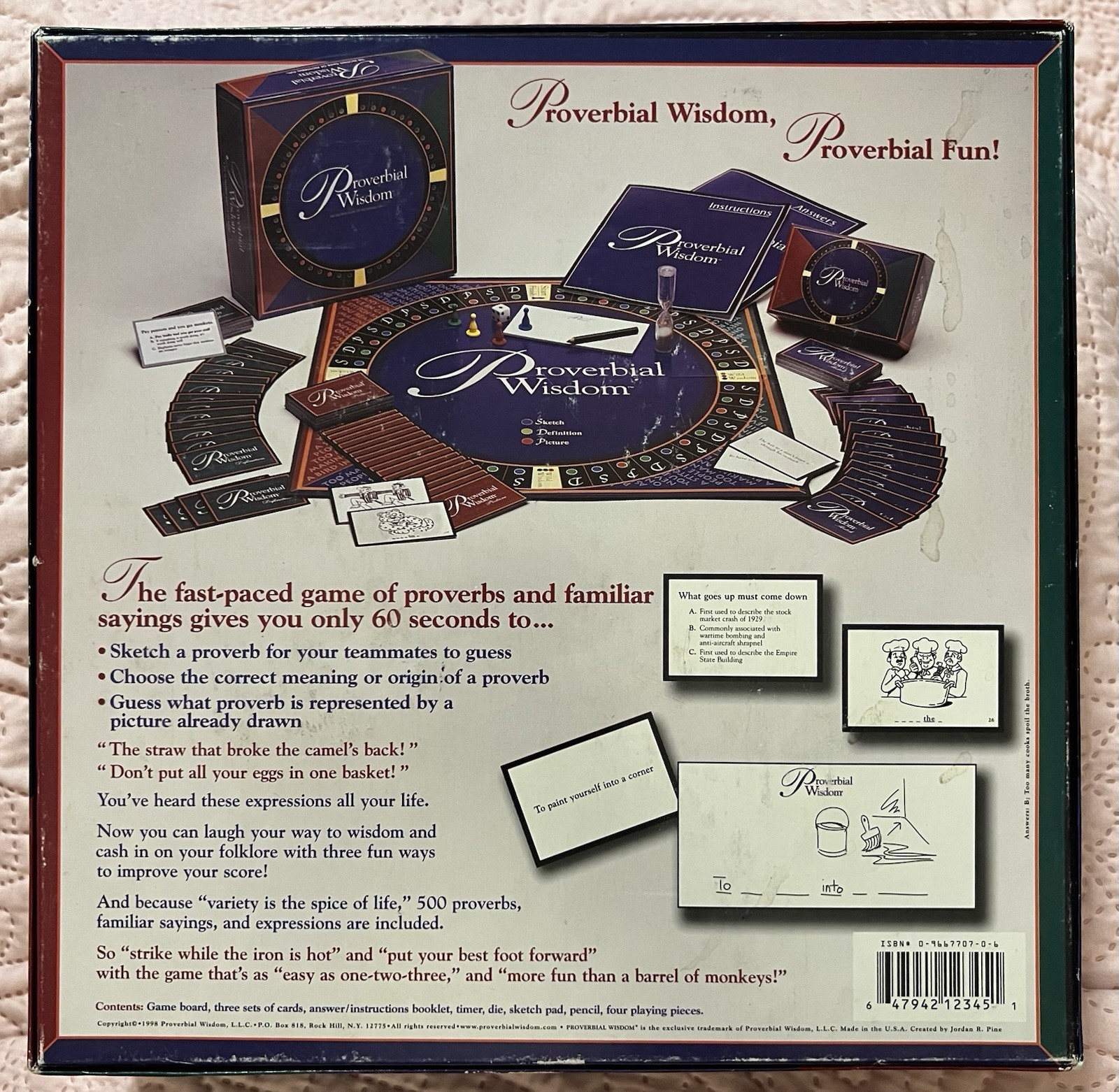 Proverbial Wisdom Sketching Board Game 1998 Vintage 4 to 16 players. Open Box