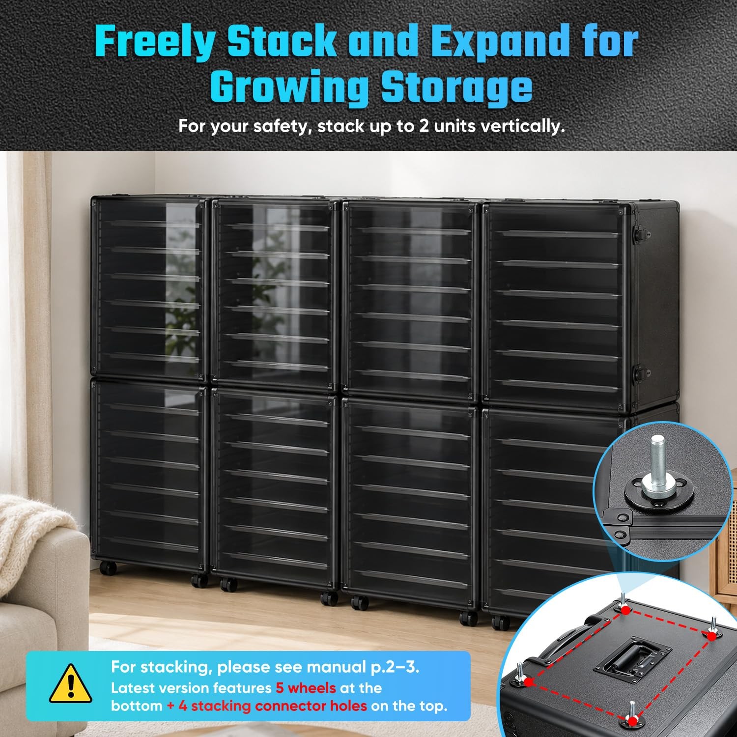Storage Case Miniatures Transport Stackable 360 Wheels 6 Trays Aluminum ONULISS