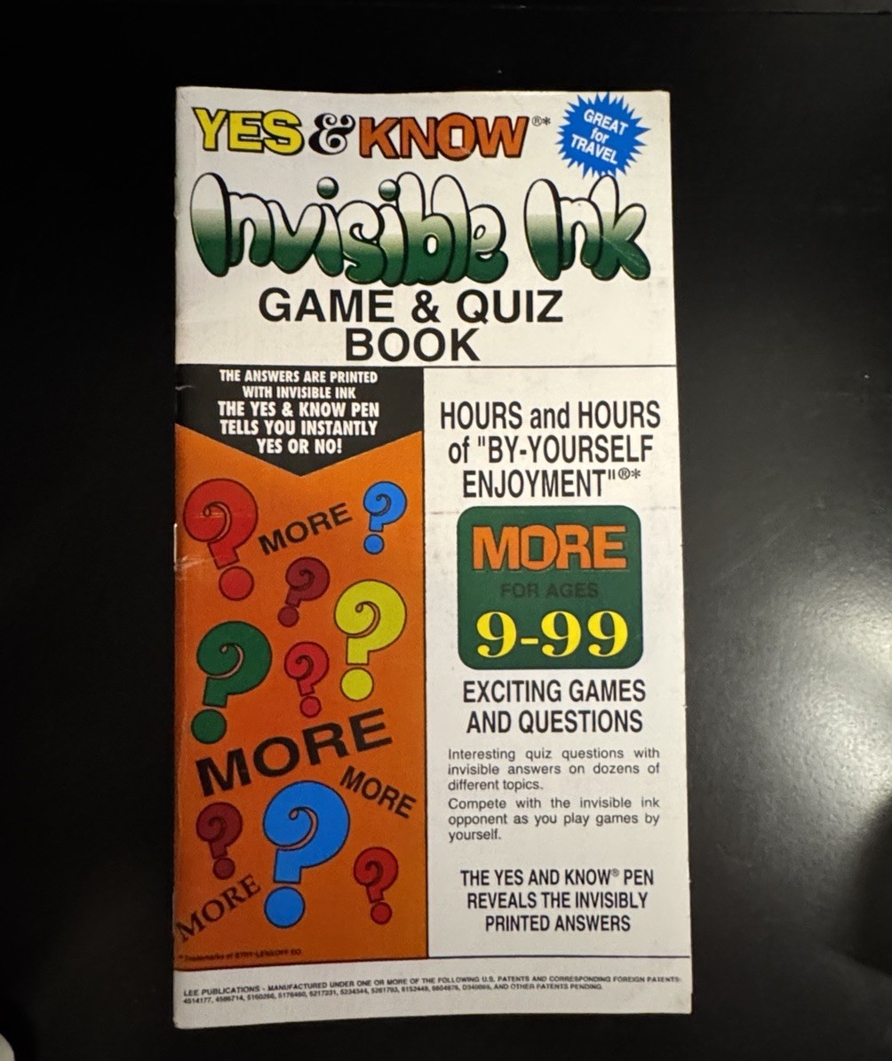 8 Yes & Know INVISIBLE INK Game Puzzle Quiz Books Lot Lee Pub 5 PENS Vtg READ