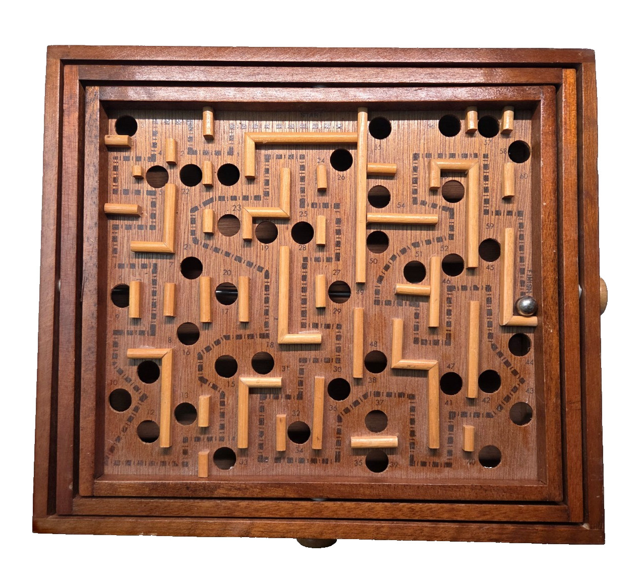 Vintage Wooden Labyrinth Maze Game w/ Multidirectional Tilting Board