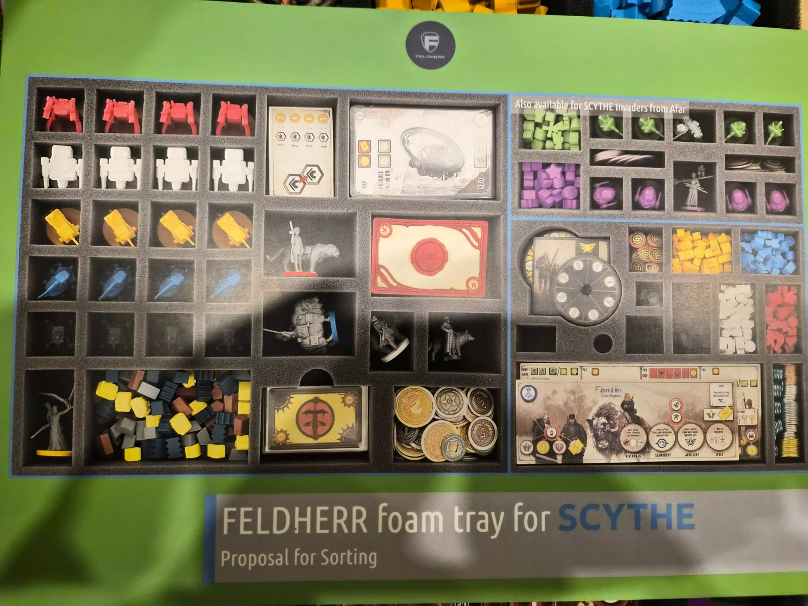 Stonemaier Games Scythe Board Game w/insert, metallic coins, and resource tokens