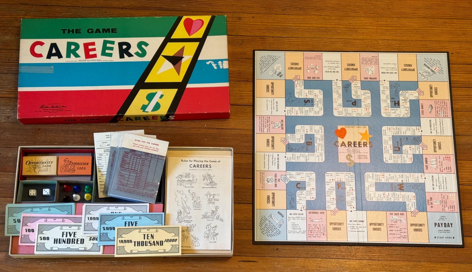 CAREERS vtg 1957 Board Game COMPLETE Parker Brothers EUC Salem 1950s