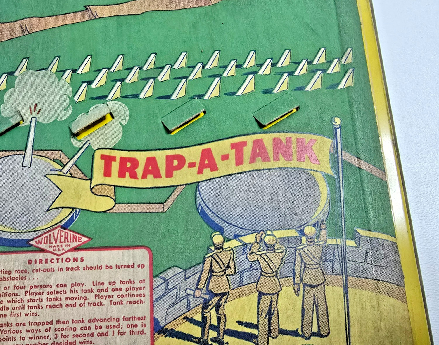 Vintage Wolverine Tin Litho Trap A Tank Game Board