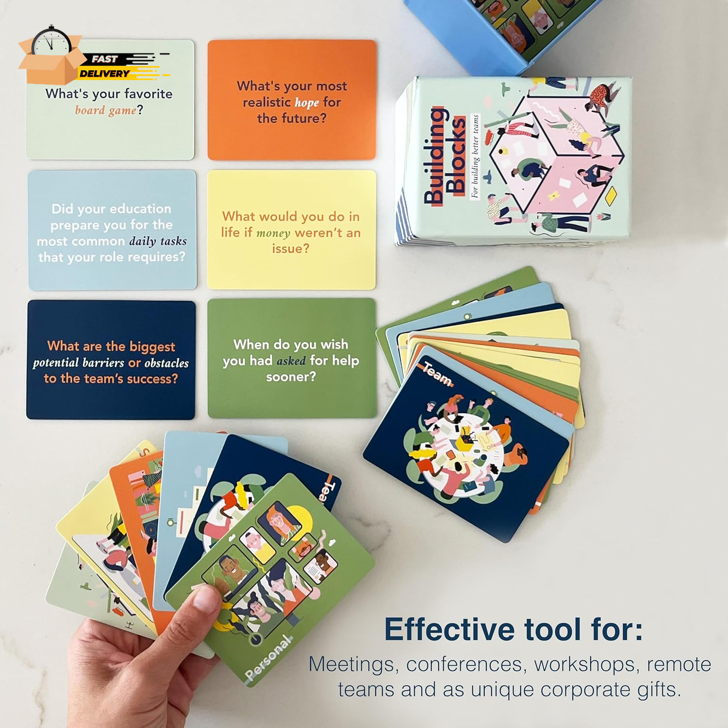 Building Blocks : Team Building Card Game for Work – 150 Conversation Starters
