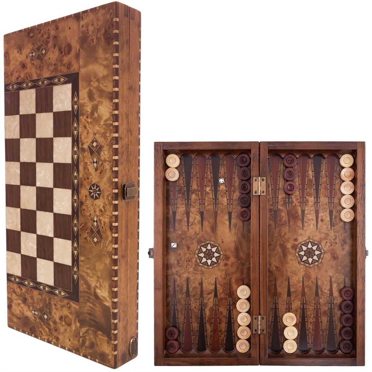 Hand made natural wooden Backgammon Set