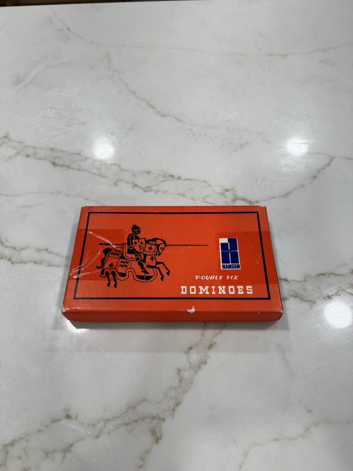 Vintage Hansen Double Six Dominoes Complete 28 Black Tiles HONG KONG No. T 7514