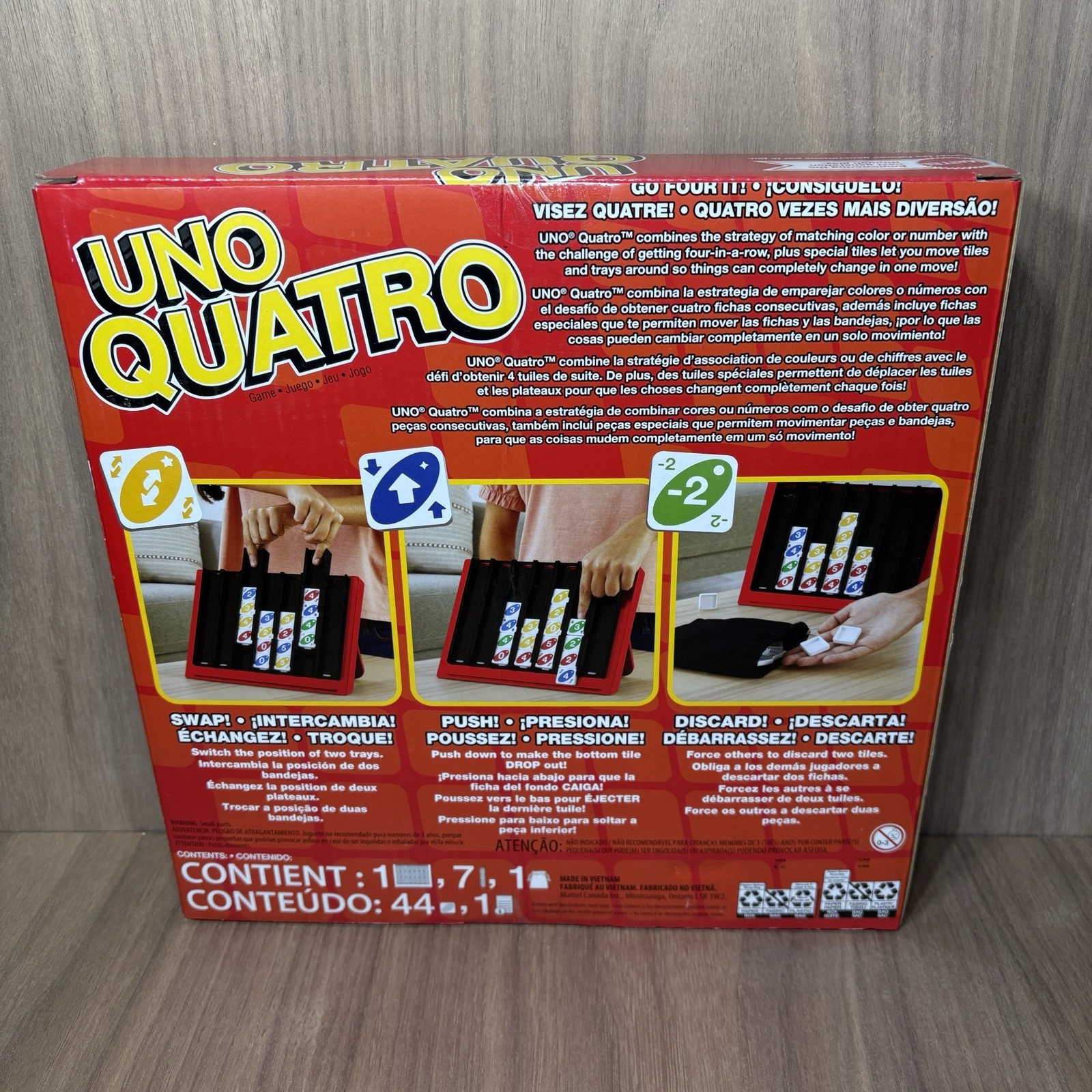 Uno Quatro Game Drop & Swap Family Party Game Board Games Toy Age -NEW