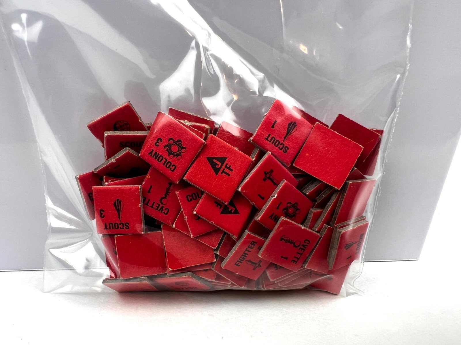Vtg 1984 Avalon Hill Stellar Conquest Red Cardboard Counters Lot of 130 Parts
