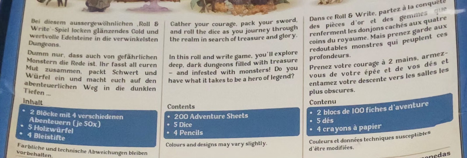 Dungeons Dice & Danger Roll & Write Strategy Game Ravensburger Ages 12 & up