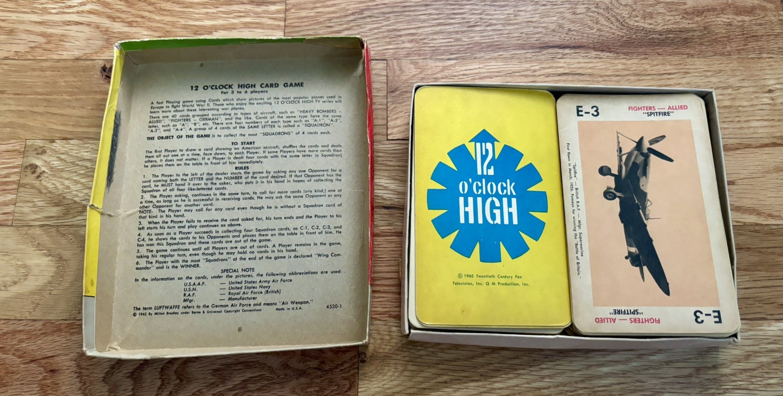 1965 Milton Bradley 12 O’Clock High Card Game Complete 40 WWII Aircraft Cards