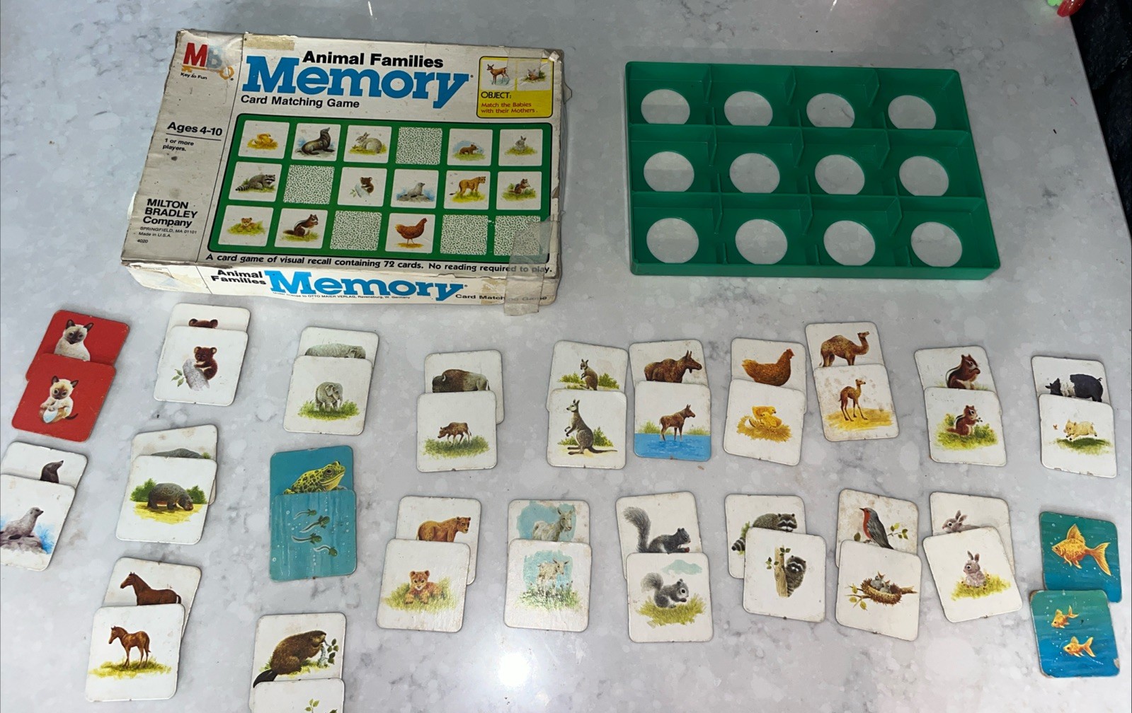 Milton Bradley Memory Animal Families Card Matching Game 1980