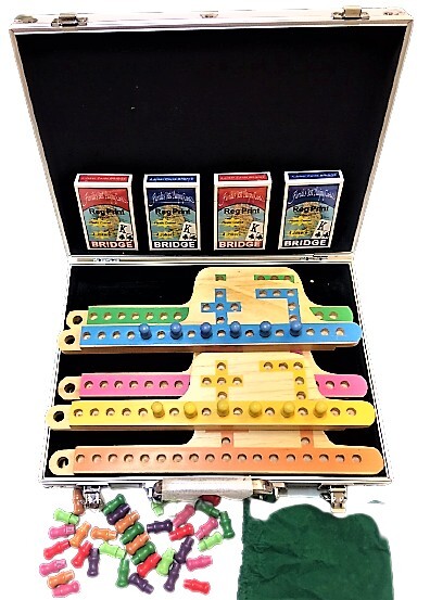 Pegs and Jokers 8 Players Thick Pine Wood Pegs Boards FREE 4 Spl Decks Alu Box
