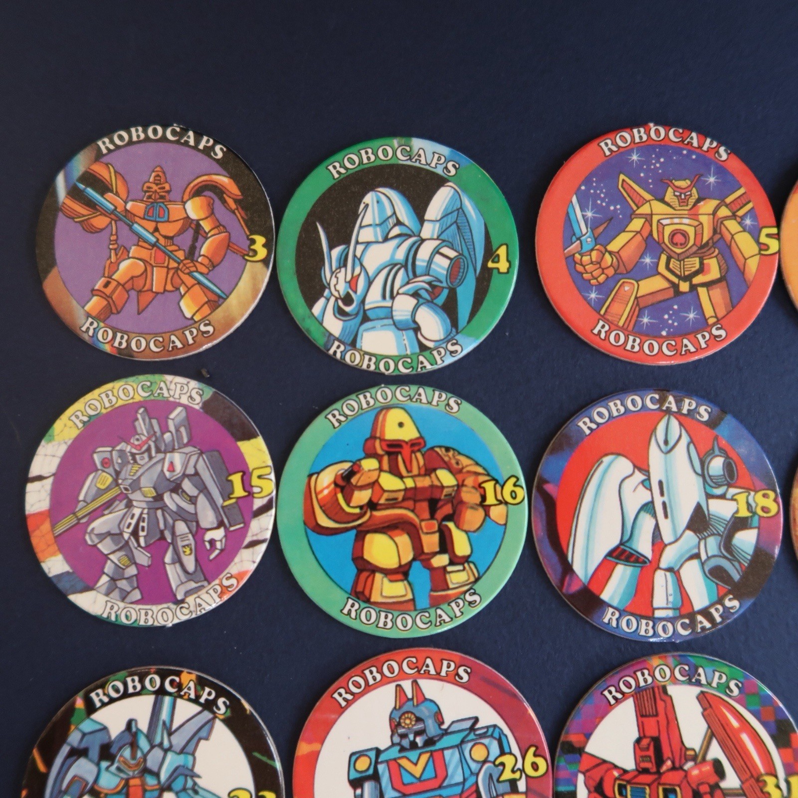 Vtg 90s Robocaps Pogs Milk Caps Lot- Go Bots Transformers Zbots Japan Robots