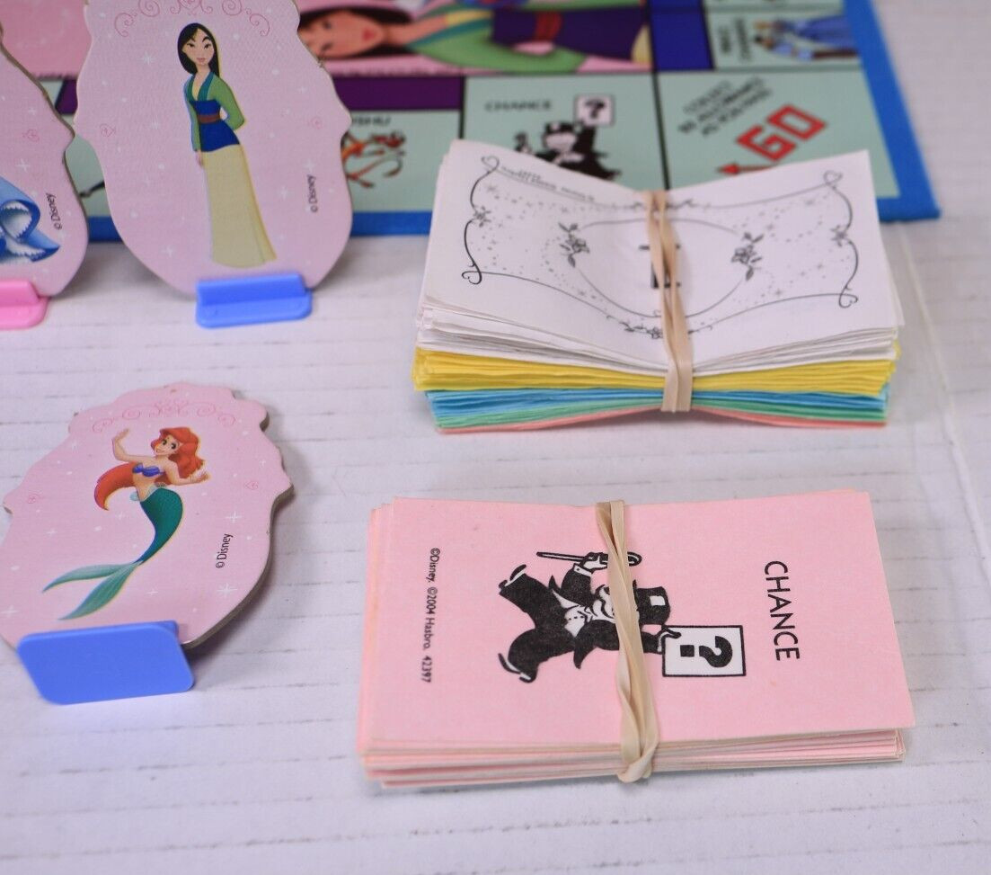 Vintage Monopoly Junior Disney Princess Edition 2004 95% Complete See Pics Good!