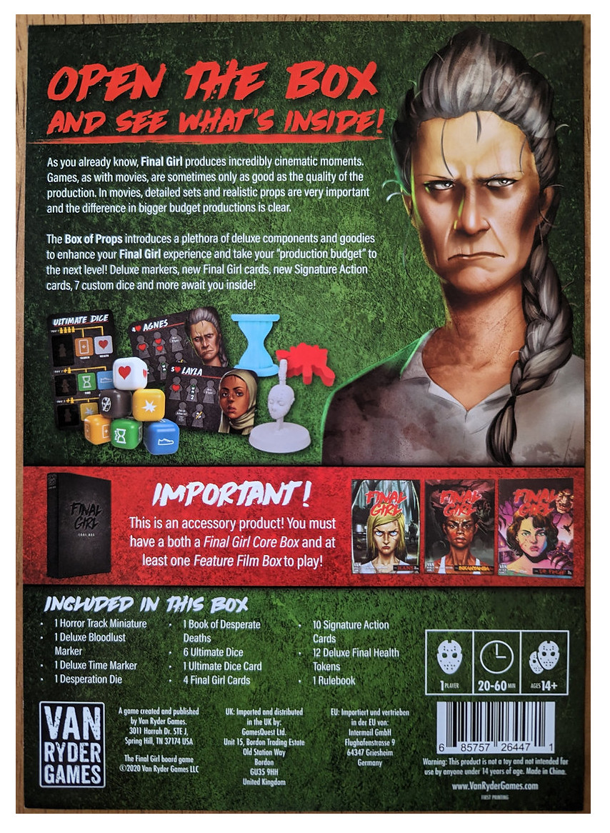 Final Girl: Box of Props. Requires Core Box. Single Player Game. FGBOPS2.