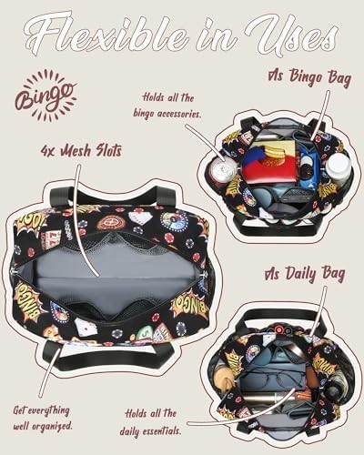 Bingo Bag for Bingo Accessories Bingo Bags with Pockets for Bingo Daubers Dab…