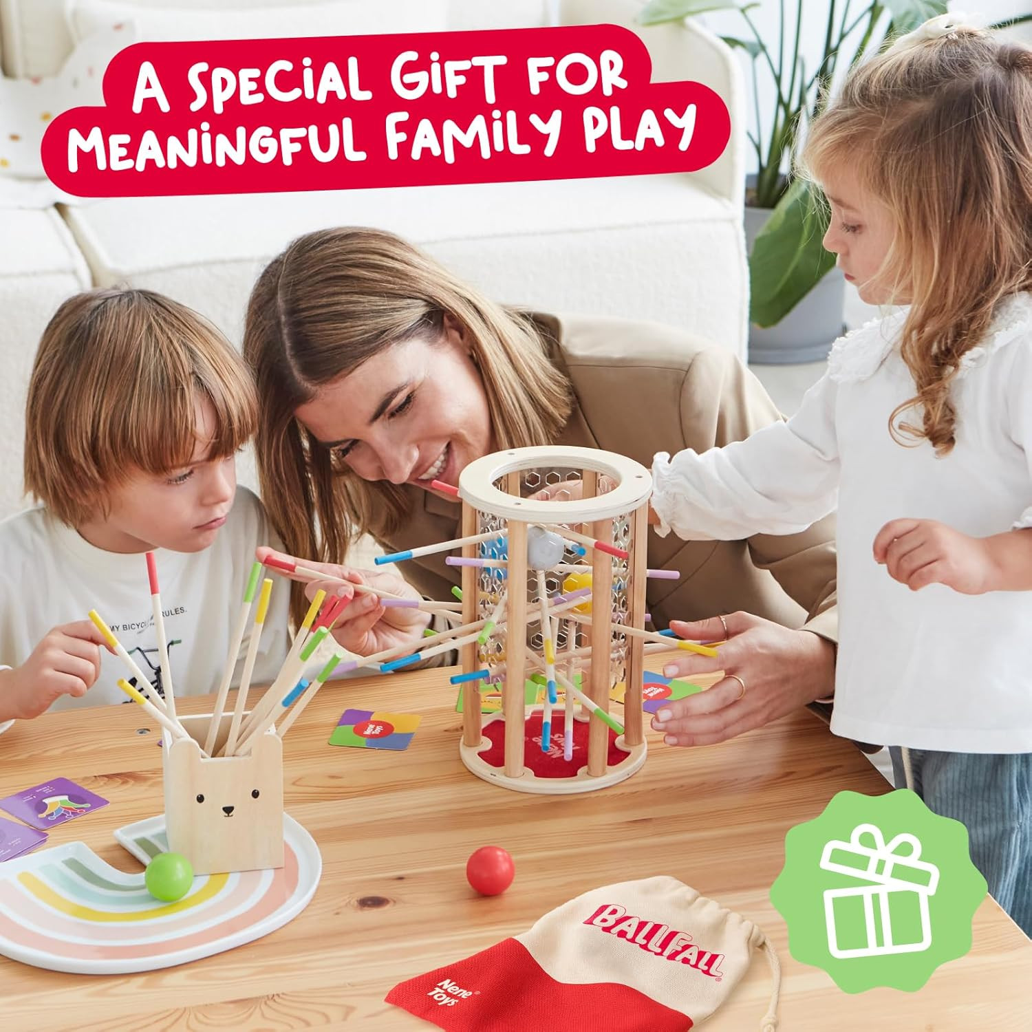 BALLFALL Jumbo – Montessori Wooden Board Game for Kids 3 4 5 6 Years – Colorful