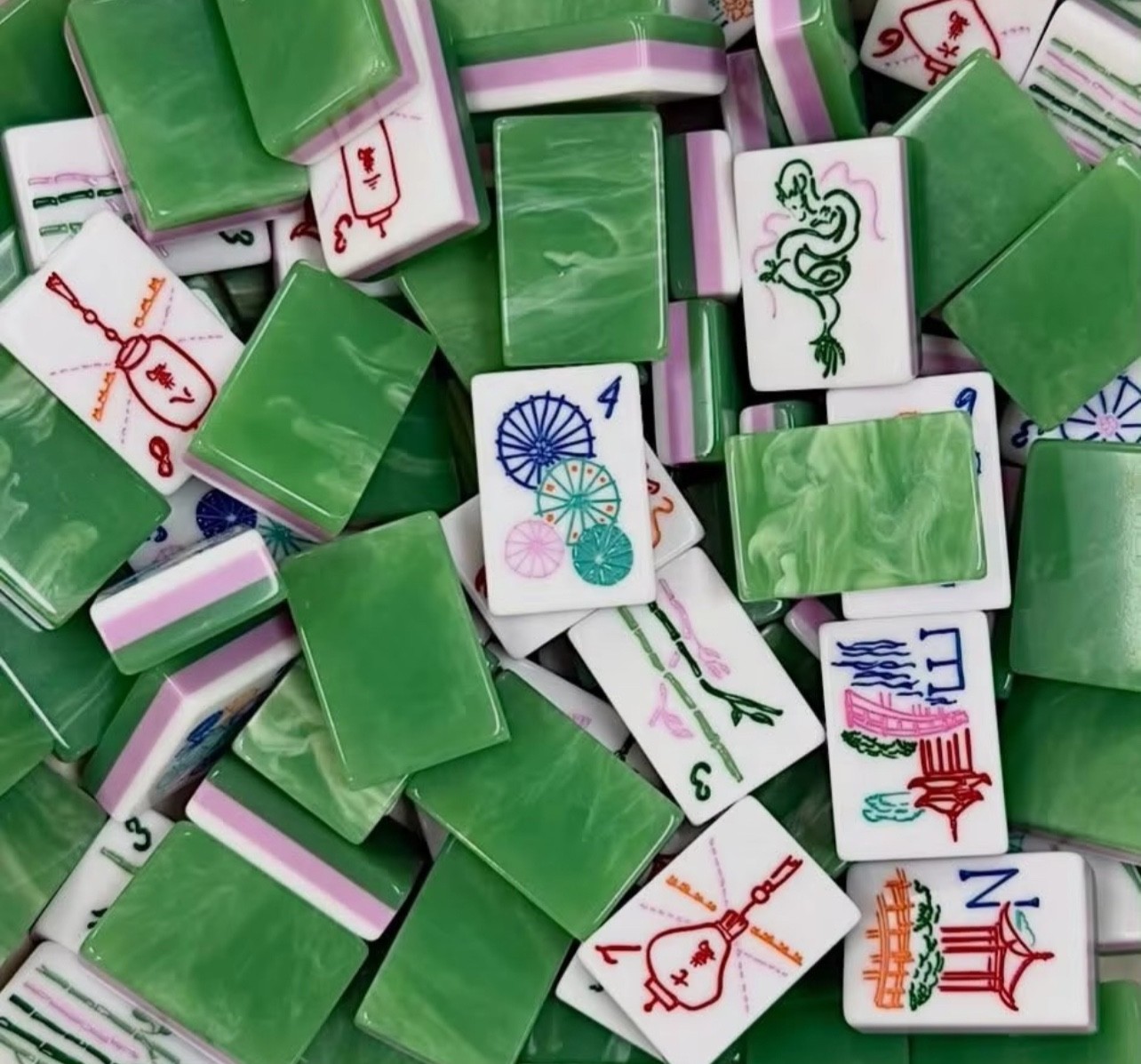 New high-end Emerald Green American Mahjong Tiles set ,160 tiles+ Bag