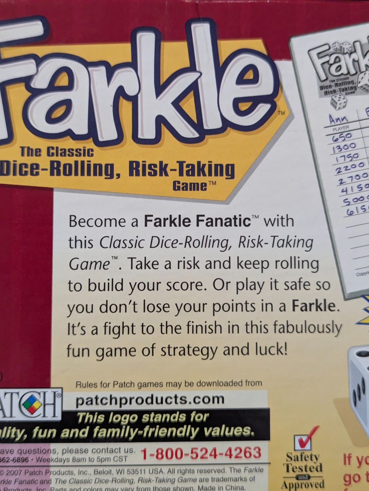 FARKLE Patch Games Edition Classic Dice Game By Patch 100% COMPLETE 2007 Box
