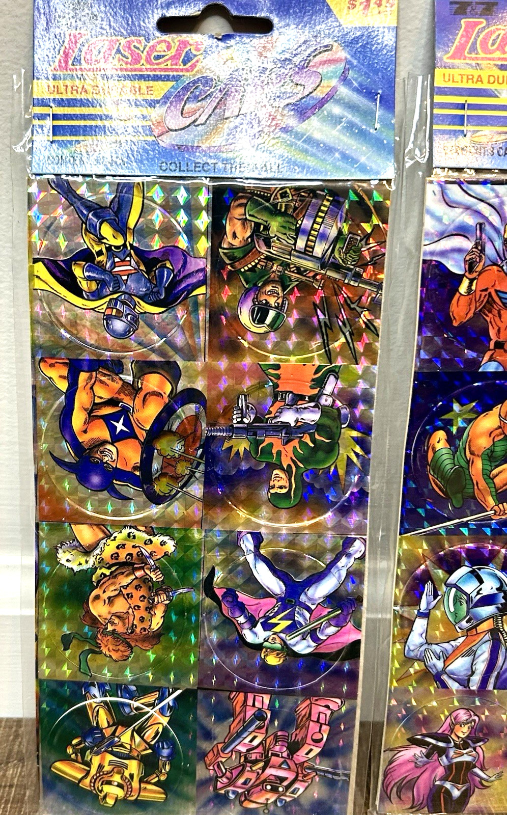 Vintage Laser Caps 90s Pogs Sealed Pack Holographic 3 Packs of 8 (24 Total Pogs)