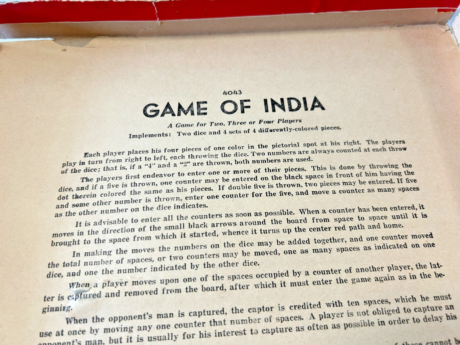Vintage Rare Game of India Milton Bradley, No 4083 Board Hunting Game