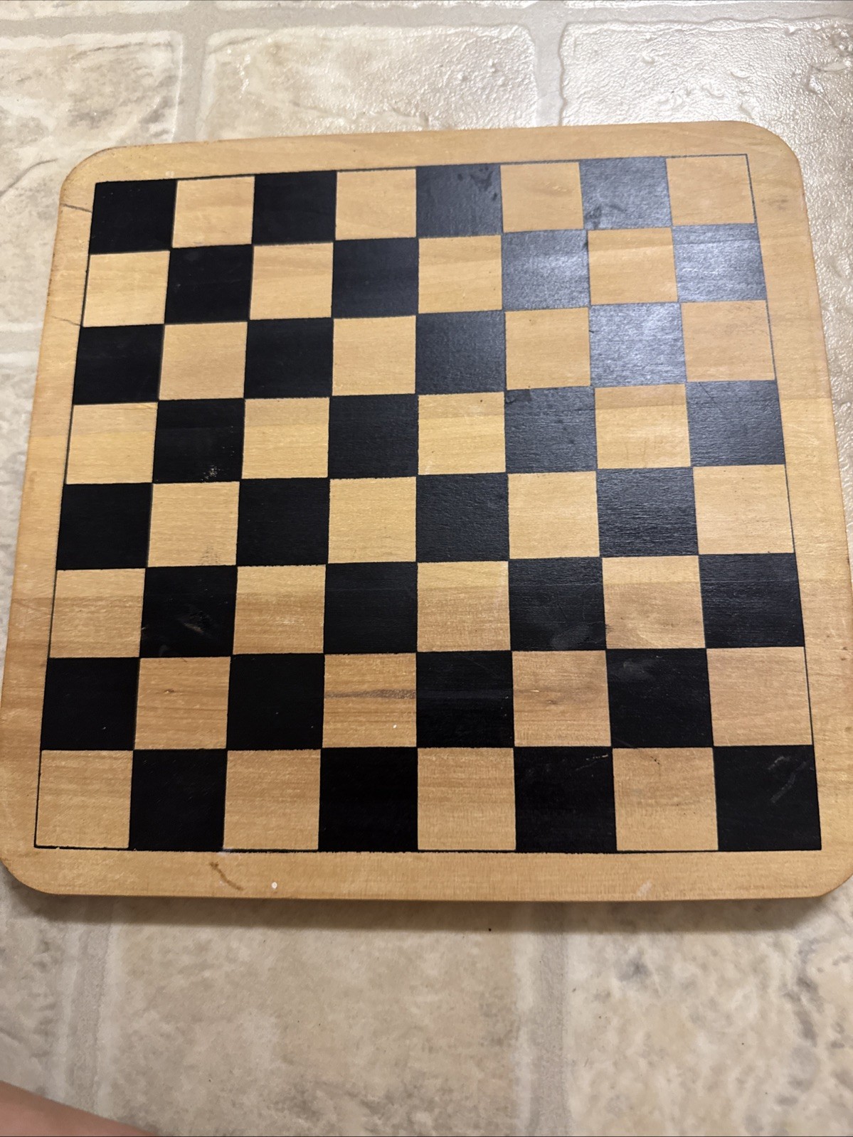 Vintage Wooden Painted Reversible Chess/Checkers/Pachesi Board ONLY 11″
