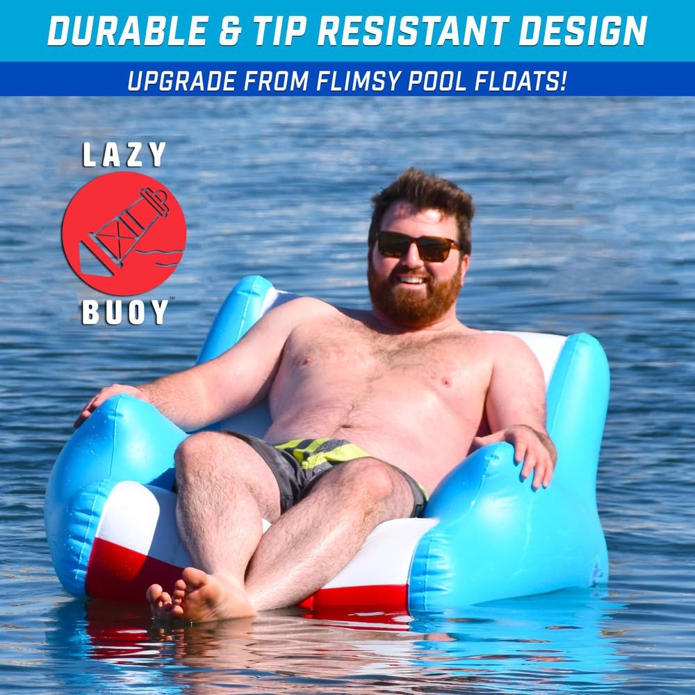 Floating Pool Lounge Chair Cup Holders Adults Lazy Buoy GoFloats Comfortable