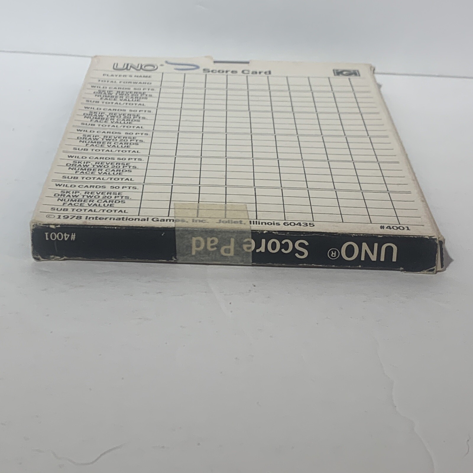 Uno Score Pad 100 Double Score Cards IGI 1978 with box #4001 Vintage