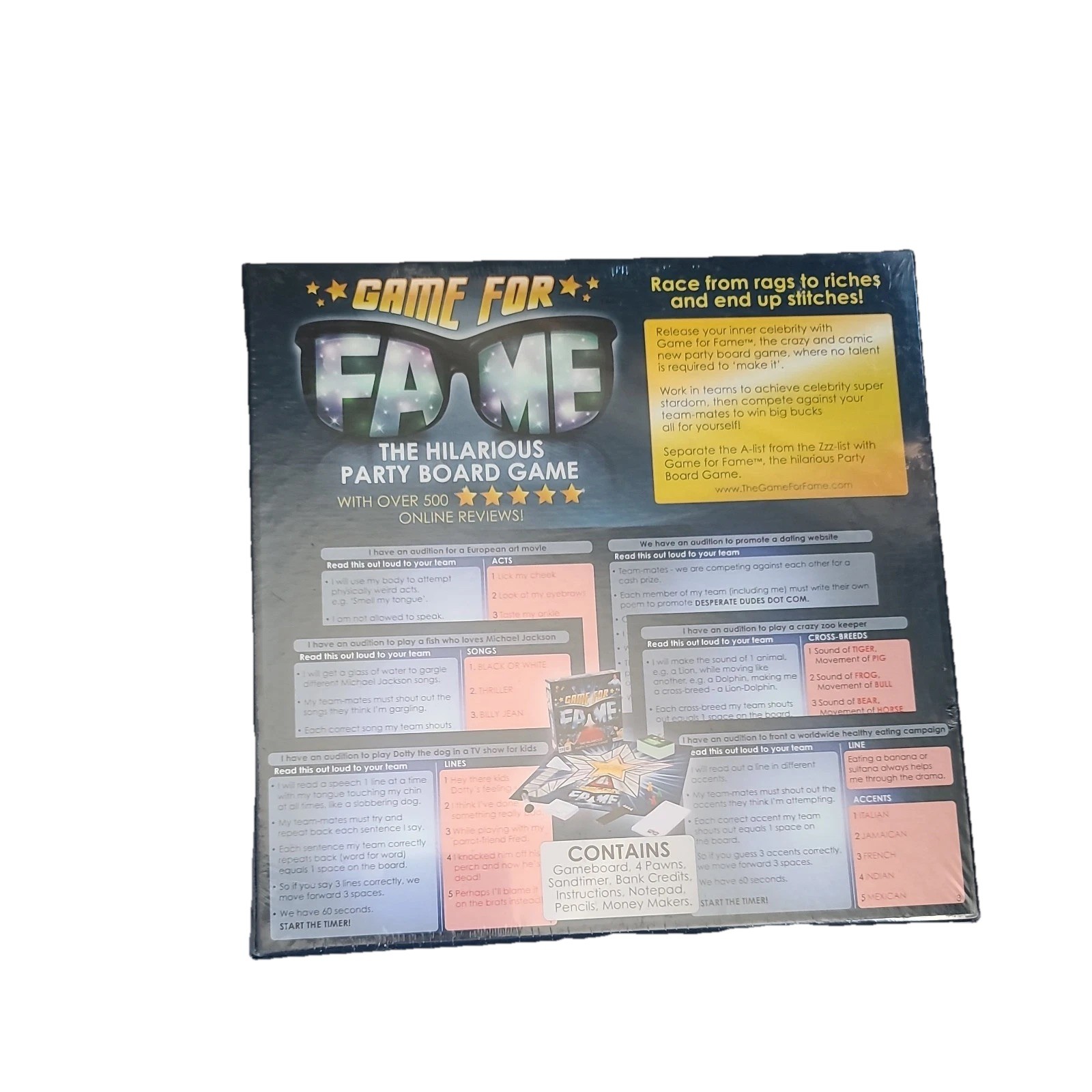 Game For Fame The Hilarious Party Board Game Ages 10+ 4-16 Players NEW Sealed