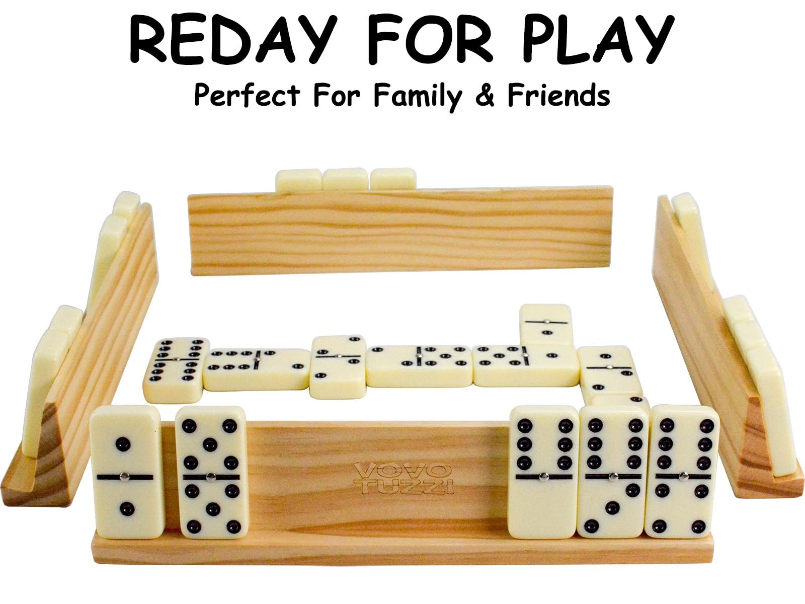 Vovotuzzi Jumbo Double 6 Dominoes Set For Adults Kids – 28 Ivory Domino Tiles 4